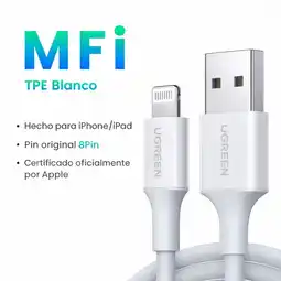 Falabella Cable de Datos y Carga USB-A V2.0 a Lightning IPhone, IPad 480MBPS, Blanco oferta