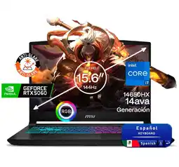 Falabella Portátil Gamer Katana Intel Core 7 14650HX RAM 16GB SSD 256 GB RTX 5060 8GB oferta