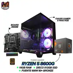 Falabella TORRE GAMER RYZEN 5 8600G - 16GB RAM - 512GB SSD - B650M - CHASIS 5 FANS RGB oferta