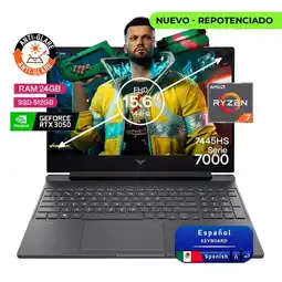 Falabella Portátil Gamer Victus AMD Ryzen 7 RAM 24GB SSD 512GB RTX 3050 6GB 144Hz oferta