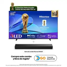 Falabella Combo Televisor 65 + Barra | 4K UHD LED | 65Q6QV | Barra de Sonido HS1000 oferta