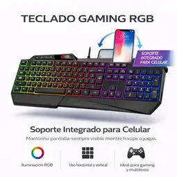 Falabella Teclado Gamer Alámbrico Con Retroiluminación de 7 Colores, Color Negro oferta
