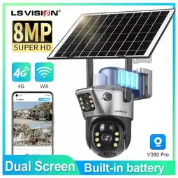 Falabella Cámara De Seguridad Con Panel Solar Doble Lente WIFI Alarma Nocturna Movimiento Micro SD oferta