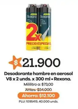 Éxito Rexona desodorante hombre en aerosol v8 oferta