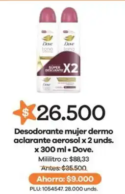 Éxito Dove desodorante mujer dermo aclarante aerosol oferta