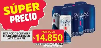 Michelob ultra sixpack de cerveza en lata