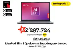 Éxito Lenovo ideapad slim 3 qualcomm snapdragon oferta