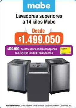Alkosto Mabe lavadoras superiores oferta