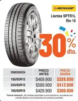 Alkosto Dunlop llantas sptr1l rin 15 oferta