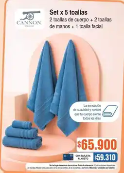 Alkosto Set x 5 toallas 2 toallas de cuerpo + 2 toallas oferta