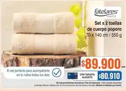 Alkosto Fatelares esencial set x 2 toallas de cuerpo poporo oferta