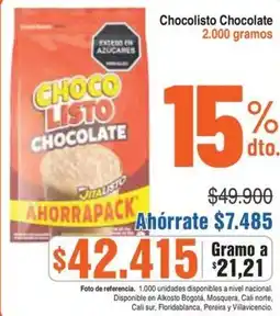 Alkosto Chocolisto chocolate oferta