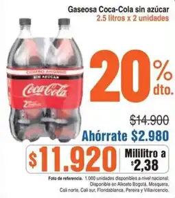 Alkosto Coca-cola gaseosa sin azúcar oferta