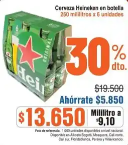 Alkosto Heineken cerveza en botella oferta
