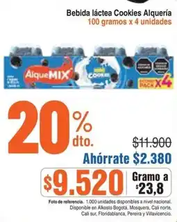 Alkosto Cookies alquería bebida láctea oferta