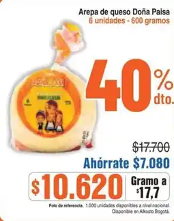Alkosto Doña paisa arepa de queso oferta