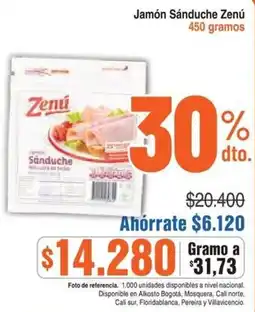 Alkosto Zenú jamón sánduche oferta