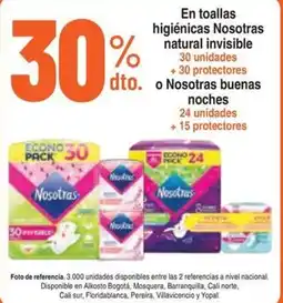 Alkosto Nosotras en toallas higiénicas natural invisible oferta