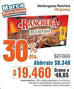Alkosto Ranchera hamburguesa oferta