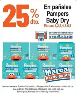 Alkosto Pampers baby dry en pañales oferta