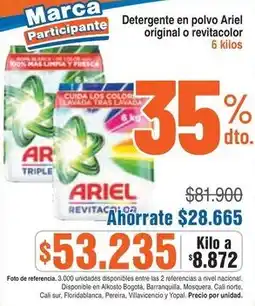Alkosto Ariel participante detergente en polvo original o revitacolor oferta