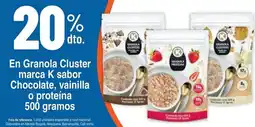 Alkosto En granola cluster marca k sabor chocolate, vainilla o proteína oferta