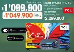 Jumbo Tlc smart tv qled fhd 50" oferta