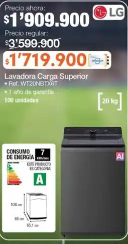 Jumbo Lg lavadora carga superior oferta
