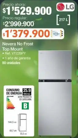 Jumbo Lg nevera no frost top mount oferta