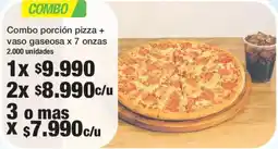 Jumbo Combo porción pizza + vaso gaseosa x 7 onzas oferta