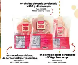 Éxito Frescampo en chuleta de cerdo porcionada oferta