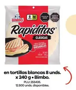 Éxito Bimbo en tortillas blancas oferta