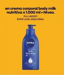 Éxito Nivea en crema corporal body milk nutritiva oferta