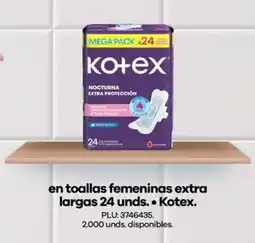 Éxito Kotex en toallas femeninas extra largas oferta