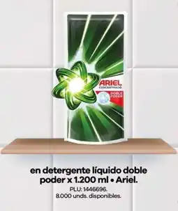 Éxito Ariel en detergente líquido doble poder oferta