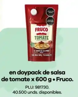 Éxito Fruco en doypack de salsa de tomate oferta