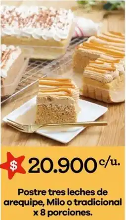 Éxito Postre tres leches de arequipe, milo o tradicional oferta