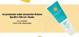 Éxito Nude en protector solar sensación liviana fps 80 oferta