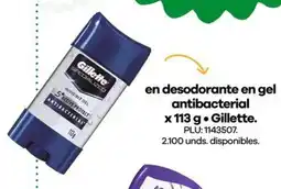 Éxito Gilltte en desodorante en gel antibacterial oferta