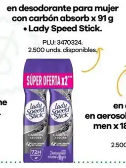Éxito Lady speed stick en desodorante para mujer con carbón absorb oferta