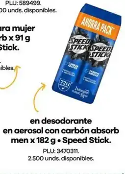 Éxito Speed stick en aerosol con carbón absorb men oferta