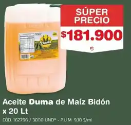 Makro Duma aceite de maíz bidón oferta