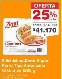 Makro Zenú súper salchichas perro tipo americana oferta