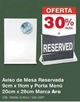 Makro Aro aviso de mesa reservada oferta