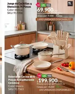 Homecenter Juego de cuchillos y utensilios oferta