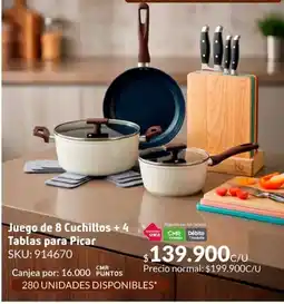 Homecenter Juego de 8 cuchittos + 4 tablas para picar oferta