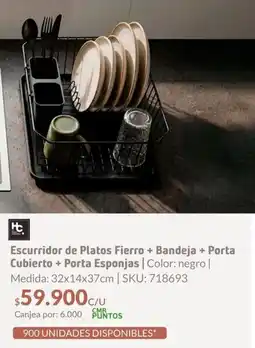 Homecenter Escurridor de platos fierro + bandeja + porta cubierto + porta esponjas oferta