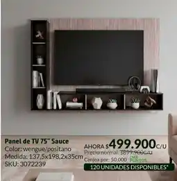 Homecenter Panel de tv 75" sauce oferta