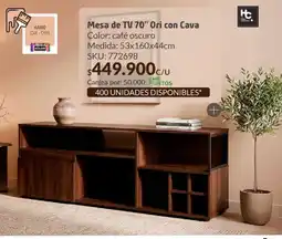 Homecenter Ori con cava mesa de tv 70" oferta