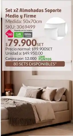 Homecenter Set x2 almohadas soporte medio y firme oferta